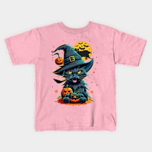 Halloween Black Cat Kids T-Shirt